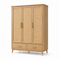 Armadio in legno e rattan naturale con 3 ante