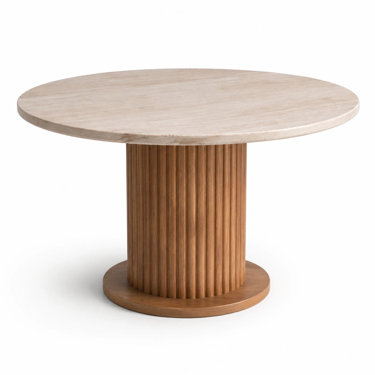 Tavolo rotondo in marmo e legno