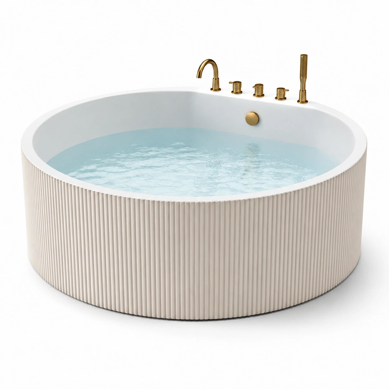 Vasca da bagno freestanding in acrilico con rubinetteria dorata, 170 cm