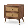 Comodino in legno e rattan 2 cassetti