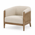 Poltrona in legno di rovere e tessuto beige