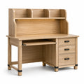 Scrivania in legno con scaffale e cassetti