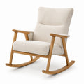 Sedia a dondolo in legno e tessuto crema