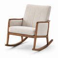Sedia a dondolo in legno e tessuto beige